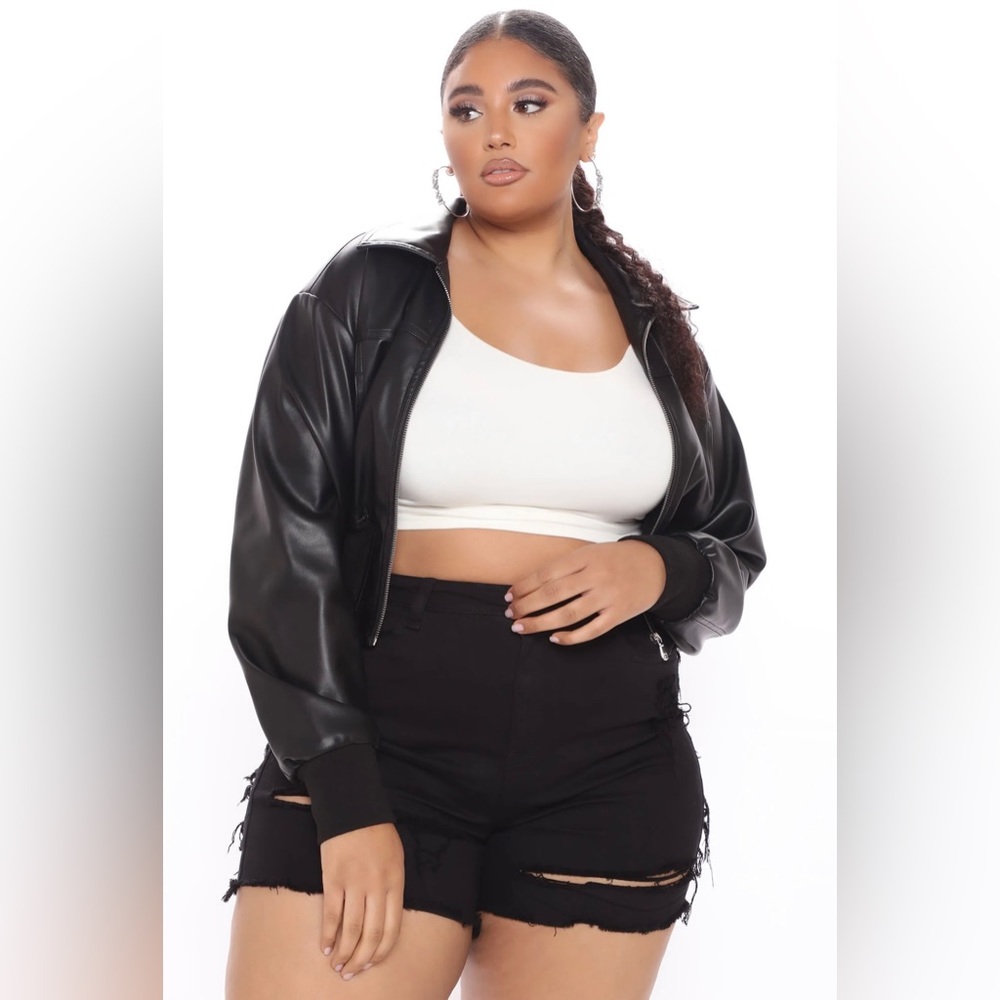Fashion Nova Don’t Be Sus Faux Leather Jacket
